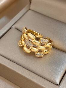 18 Karat vergoldetes luxuriöses elegantes Zirkonia Armband und Ring Set, Vintage Schmuck für Frauen, geeignet für Valentinstag, Party, Abend, Alltag, Neujahr, Hochzeit, Strand, Weihnachten, Jahrestag, Muttertag, Boho-Stil Brautjungferngeschenk - Verschiedenfarbig - Übersicht 8