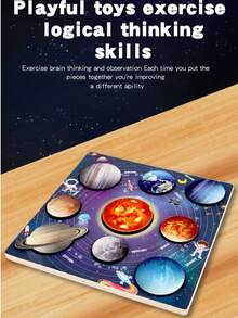 Children's Solar System 8 Planets Matching Game Puzzle Cognitive Board, Preschool Early Education Intelligent Wooden Toy - Multicolor - View 5