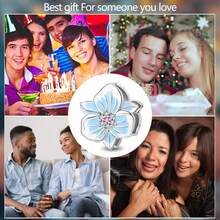 1 Silver-Plated Lily Of The Valley Safety Clasp, Lily Of The Valley Safety Chain, Classic Lily Of The Valley Harp Pendant, Lily Of The Valley Cat Pendant, Fresh Lily Of The Valley Charm, Blue Lotus Beads, Moon Lotus Beads, Suitable For Original Snake Chain Bracelets, Necklaces, Bracelet Beading, DIY Jewelry Making, Luxury BFF Gifts - Multicolor - View 3