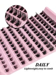 120pcs Natural Lightweight D-Curl Fluffy False Eyelashes, DIY Home Lash Extension, Thick & Soft, Everyday Wear - D - View 5