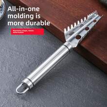 1个不锈钢鱼鳞刮刀，快速去除鱼鳞海鲜工具 - 銀色 - 查看 9