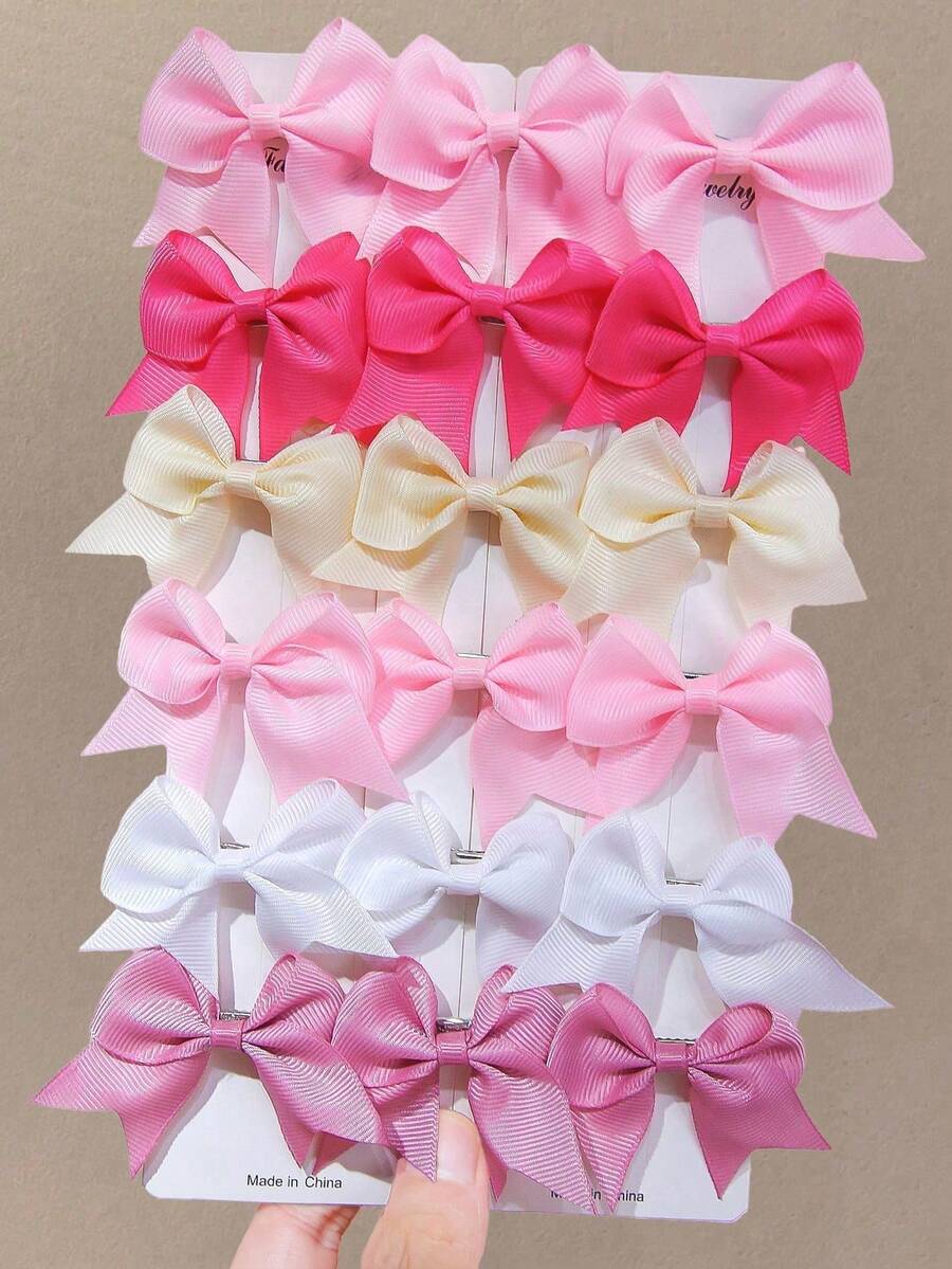 18个彩色布艺蝴蝶结发夹，适合女婴，可爱多功能发饰，适合日常使用 - 彩色 - 查看 1