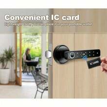 5-In-1 Smart Door Lock - Fingerprint & Keypad Door Knob, 2 IC Card & 2 Keys, Smart Life For Bedroom, Office, Hotel, Closet, Pantry - 5 In 1 Double Row - View 4