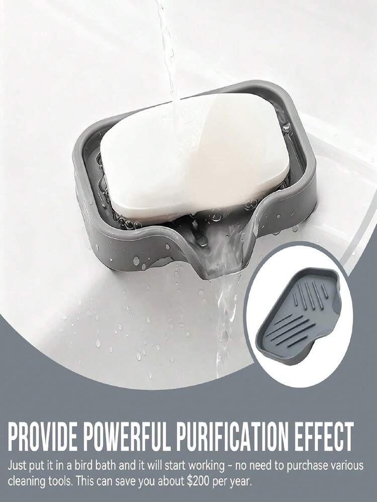 1PC Transparent Silicone Soap Dish: Elevated Drainage Design, Flexible Waterproof Material. Quick-Dry & Mildew-Resistant-Non-Slip Base. Ideal For Home & Travel: Bathroom Shower, Kitchen Sink, Camping Toiletries Organizer. - 淺灰色 - 查看 7