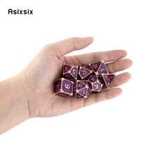 Asixsix 7pcs Purple Dragon Metal Dice Set, Solid Metal Polyhedral Dice Suitable For Role-Playing RPG Tabletop Card Games - Apricot - View 2