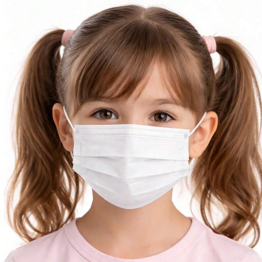 cubrebocas infantil color blanco , 50 pz - Blanco - Ver 1