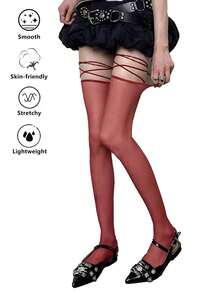 1 Pair Women's Thigh High Lace-Up Socks - Cool Girl Motorcycle Style, E-Girl Style, Y2K Subculture Style, Sweet Retro Style, Niche Street Style, Gothic Style