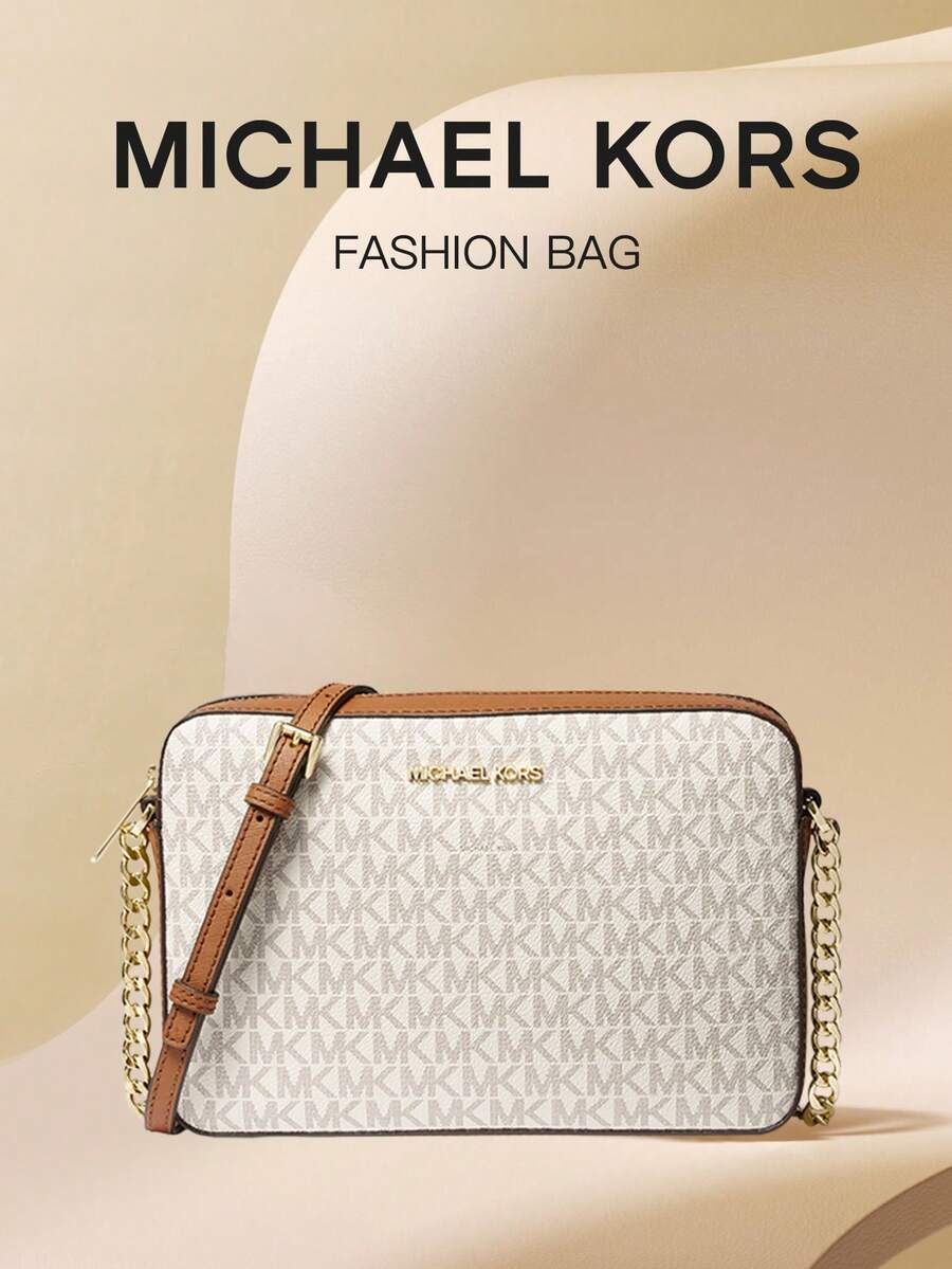 Michael Kors Túi đeo chéo cỡ lớn in logo Jet Set (Nữ) - Trắng Vanilla - Xem 1