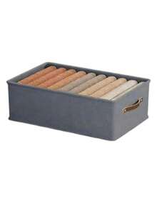 1pc Foldable Linen Fabric Storage Box, No Divider, Suitable For Organizing Clothes, Jeans And Sweaters In Wardrobe. Decorative, Suitable For Autumn Decor, Holiday Decor, Room Decor, Home Decor, Bedroom Decor, Storage Box, Home Storage, Women's White T-Shirt, Women's Black Pants, Women's Winter Clothing, Dress, Women's Winter Clothing, Elegant Women's Dress, Women's White Blouse, Long Sleeve - Grey - View 10