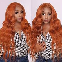 MECRY [High-Temperature Fiber Wig] 26 Inch Long High-Temperature Fiber Wig - Orange Curly Wavy Middle Part Wig For Women - 200% Density Synthetic Hair, Ideal For Cosplay And Daily Use - S350 - View 5