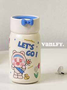 1pc Customizable Text Stainless Steel Children's Water Bottle, 316 Stainless Steel Insulated Tumbler, Cartoon Design, High-Quality Student Water Cup, Mini Portable Pocket Cup, Suitable For Daily Use, Gift For Friends - Multicolor - View 3