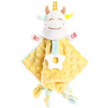 Cow-Shaped Baby Comforter Blanket With Silky Tags And Hand Puppet - Soothing Teething Toy With Rattle, Multifunctional Sensory Blanket And Bib To Help Newborns Sleep, One Size Fits All