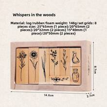 Creative Unique Retro Lotus Wood Combination Set Stamp Plant Vase Journal Album Diary Decorative Stamp - Multicolor - View 6