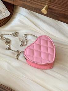 1个拉链封口新款时尚刺绣链条心形单肩包，独特菱形斜挎包，适合女孩 - A - 查看 6