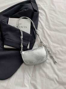 Litchi Grain Mini Handbag, Women's New Fashion Compact Daily Crossbody Bag - Silver - View 7