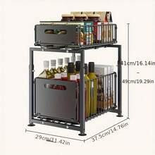 1 件厨房收纳架，多层收纳，可存放调味料、罐头食品和其他厨房用具，充分利用橱柜垂直空间，适用于厨房橱柜和台面，可整理瓶瓶罐罐和杂物，尤其适合厨房空间有限且物品杂乱的家庭。 - 彩色 - 查看 11
