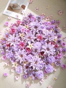 20支紫色人造花材料包 - 人造花、仿真花、手工头饰、花环材料、婚礼花艺用品。适用于制作花环、节日和生日派对装饰、新娘腕花、家居和花店装饰、园艺装饰、母亲节装饰，全年皆可使用。 - 紫色系 - 查看 8