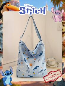 Disney 1个迪士尼官方授权史迪奇图案手提包，可爱卡通印花单肩包，休闲购物袋，可调节肩带，轻便手提包，女士/女孩/学生的理想之选 - 非常适合秋季/春季/外出/购物/情人节 - 藍色 - 查看 11