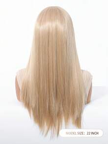Tóc giả thẳng màu vàng nhạt, chịu nhiệt, kích thước 13x4 inch - Kiểu tóc tự nhiên hàng ngày, dự tiệc, cosplay, phù hợp với mọi tông da, tóc giả ngắn, phụ kiện tóc dự tiệc, đạo cụ trang phục - Vàng lanh - Xem 4