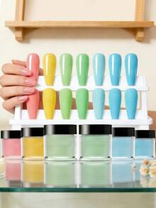 6盒/套 Y2K 浅黄绿色美甲浸粉套装 - 巧克力釉面顺滑浸粉，无需光疗灯，凝胶指甲油效果，均匀光滑的妆效 - 彩色 - 查看 8