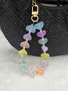 Heart-Shaped Beaded Bag Charm, Valentine's Day Gift, Bag Accessory - Multicolor - View 1