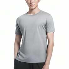 Nike Jordan Dri-Fit Solid Color Quick-Dry Crew Neck Short-Sleeve Regular T-Shirt Men's Grey - Grey - View 2