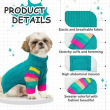 1pc Dog Winter Sweatshirt, Warm Knitwear For Medium To Large Dogs, Elastic Dog Winter Coat, Pet Cold-Proof Sweatshirt, Dog Hoodie, Classic Cable Knit Sweatshirt - Cadet Blue - View 4