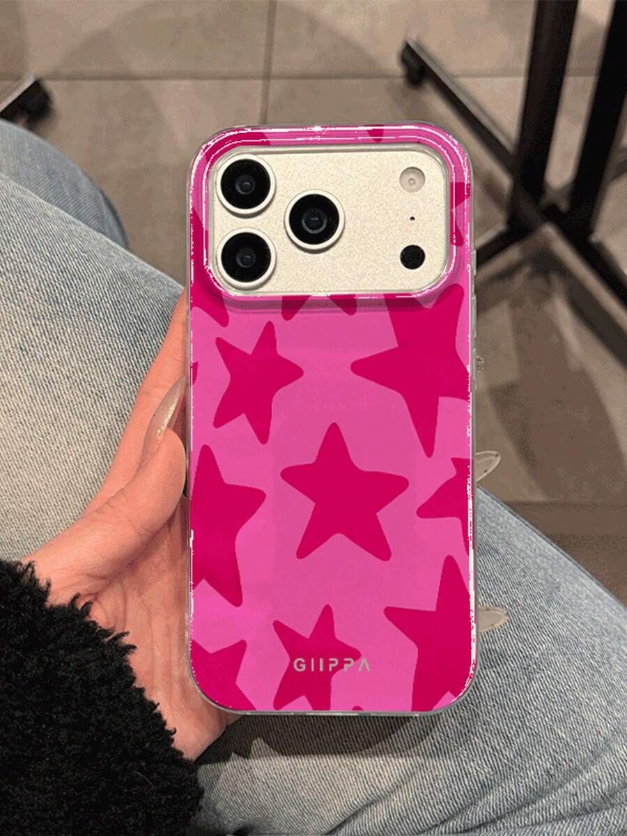 GIIPPA Ốp lưng điện thoại Pink Star Element Fashion 1pc họa tiết ngôi sao cho iPhone 17 Pro Max, phù hợp với 16 Pro Max, 15 Pro Max, 14 Pro Max, ốp lưng điện thoại phong cách Hàn Quốc thời trang và thú vị, tương thích với 11/12/13/14/15/16 Pro Max Plus, thiết kế thanh lịch phù hợp cho cả nam và nữ, món quà lý tưởng cho bạn gái vào dịp Lễ Phục Sinh, mùa cưới, sinh nhật, mùa xuân, tiệc tùng, quà tặng cho mẹ. - Màu Hồng Tươi - Xem 1