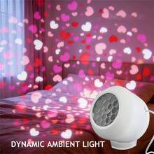 1pc USB-Powered LED Heart-Shaped Projection Light With Adjustable Angle - Romantic Valentine'S Day Decorative Lamp For Parties, Weddings, And Special Occasions, With Pink Hearts, USB-Powered, No Battery Needed - Love - View 3