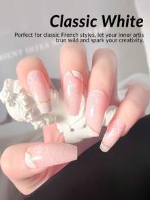 1 Bottle Classic White Gel Nail Polish, Suitable For French Manicure, Can Be Removed Under UV Light, Suitable For Nail Salons - White - View 7