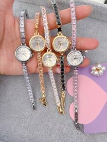 女士手链手表，粉色水晶石英表，适合日常佩戴、开学季、情人节礼物 - 均碼 - 查看 7