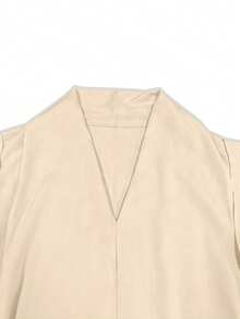 Đầm dài nữ, trang phục nghỉ dưỡng cho phái nữ, phù hợp cho công sở/du lịch/đi làm thanh lịch, đầm ngắn tay màu trơn có thắt lưng mùa hè sang trọng - Màu be - Xem 7