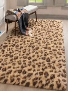 1 pieza Alfombra de peluche con estampado de leopardo, suave y cómoda, adecuada para sala de estar, cocina, dormitorio, baño - Multicolor - Ver 1