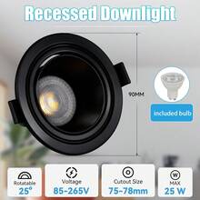 1pc GU10 Recessed Ceiling Light, LED Ceiling Light, Spotlight, Downlight, Replaceable GU10 Bulb, Black/White, Single/Dual Head, 110V/220V, Includes 5W Bulb, Cool White/Neutral White/Warm White, Suitable For Bedroom/Living Room, Kitchen/Showroom/Mall/Hotel/Bathroom/Bar - GU10 Recessed Downlight - View 13