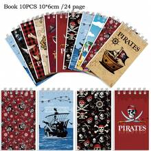 Conjunto de 10/20 cadernos com tema de navio pirata e caveira - Ideais para festas temáticas de piratas, aniversários, lembrancinhas escolares, material de escritório, artigos de papelaria, acessórios para presentes, cadernos fofos, estilo boêmio, cadernos espiral, blocos de notas portáteis, artigos de papelaria temáticos, mini cadernos, planejadores de festas, entusiastas de papelaria. - Multicolorido - Ver 9