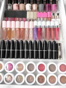 一套（4个）透明亚克力可叠放抽屉收纳盒，适合存放化妆品和调料瓶，适用于卧室、厨房和浴室台面，可放置化妆品、口红、眼影盘、调料罐等。 - 查看 2