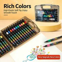 12-80 Color Glitter Soft Tip Markers, Pearlescent Gel Pens For Kids, Students, Acrylic Fluorescent Drawing Pens For Hand Lettering, Coloring, Art, School Supplies, Birthday Gift, Back To School Gift - Multicolor - View 6