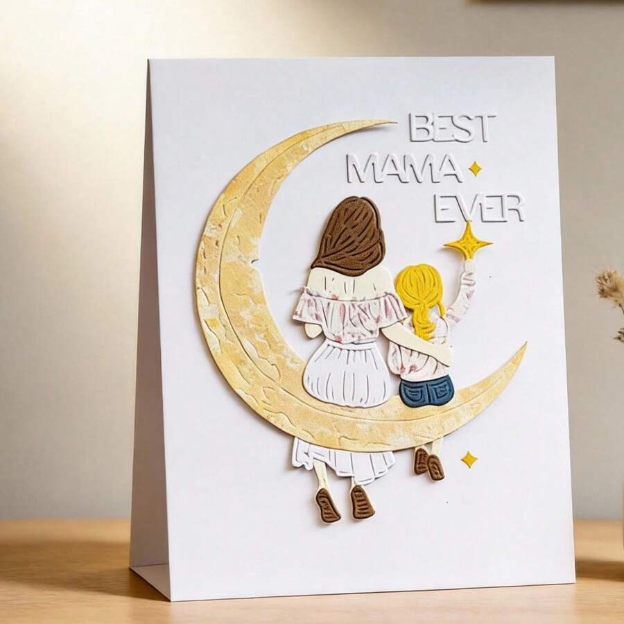 Creative Mother's Day Cutting Dies, DIY Scrapbooking Album And Embossing Stencil, Greeting Card Making Tool, Card Paper Cutting Crafts ,Gift Card Making Template Die Cuts. - Silver - View 1