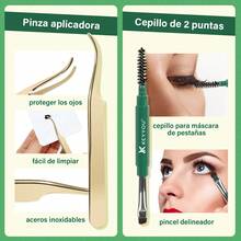 Kit de Extensión de Pestañas DIY KEYYOU - Set Profesional 144 Pestañas Clúster + Adhesivo Profesional, Removedor, Cepillos y Accesorios para Extensiones Seguras en Casa​ - Pestañas Ojos de Gato - Ver 7