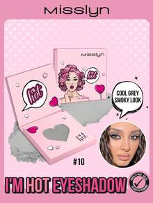 MISSLYN 1Cái Phấn Mắt Đơn Sắc I'm Hot, Độ Lên Màu Cao Bền Lâu Dễ Tán, Lì Nhũ Kim Tuyến Đa Chiều, Mini Di Động Kết Cấu Mềm, Thuần Chay & Không Ngược Đãi Động Vật, Trang Điểm Tiệc Y2K Du Lịch, Quà Tặng Lễ Hội Cosplay, Thời Trang Học Đường - #10 Màu xám xi măng - Xem 2