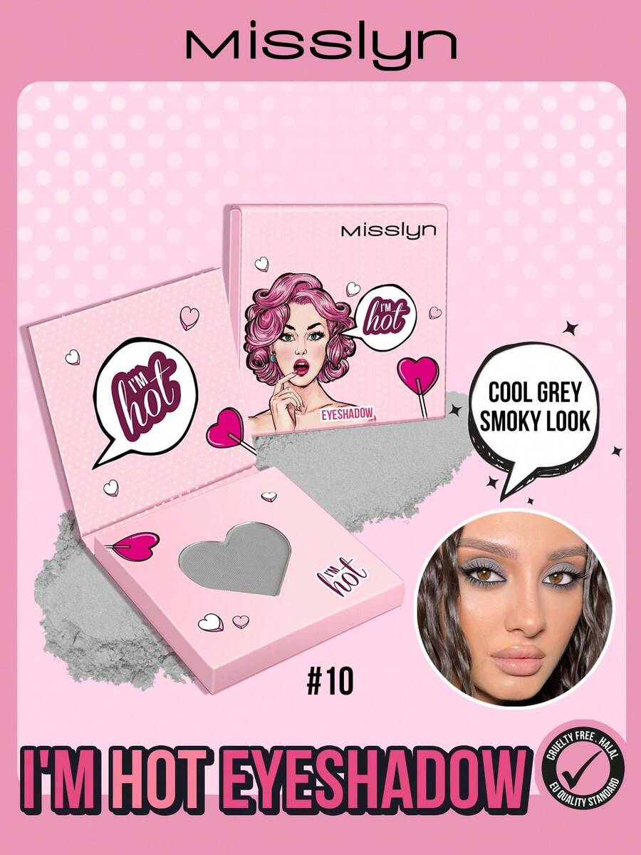 MISSLYN 1Cái Phấn Mắt Đơn Sắc I'm Hot, Độ Lên Màu Cao Bền Lâu Dễ Tán, Lì Nhũ Kim Tuyến Đa Chiều, Mini Di Động Kết Cấu Mềm, Thuần Chay & Không Ngược Đãi Động Vật, Trang Điểm Tiệc Y2K Du Lịch, Quà Tặng Lễ Hội Cosplay, Thời Trang Học Đường