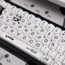 130颗可爱猫狗主题PBT热升华键帽，适用于61/68/75/87/98/100%机械键盘。仅含键帽。 - 彩色 - 查看 5