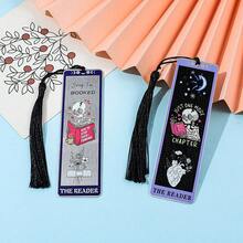 Gothic Skeleton - Read Metal Stainless Steel Tassel Bookmark - Unique "Sorry, I Booked" And "Only One Chapter Left" Designs, Cool Page Markers Suitable For Dark Style Enthusiasts And Bookworms. - Multicolor - View 11