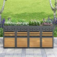 Bin No. 4 With Planted Roof, Capacity 120 - 240 Litres, Wooden Slate Door With Extension Options, Storage Bin, Waste Bin (Product Without Integrated Bin) - Grey - View 1