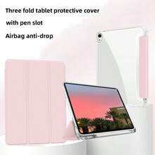 Funda protectora de color rosa sólido de TPU para la tableta Honor Pad X8A de 11 pulgadas, con ranura para bolígrafo, función de suspensión/activación inteligente, protección contra caídas de todo el Body, carcasa trasera de TPU suave con diseño plegable de tres pliegues, adecuada para la tableta Honor Pad X9A (modelo 2025) de 11.5 pulgadas, A16, 10/8 de 10.2 pulgadas/9 de 10.2 pulgadas, así como para la tableta Pad 2 de 11 pulgadas y las tabletas Matepad, regalo del Día de la Mujer - Rosa Pálido - Ver 2