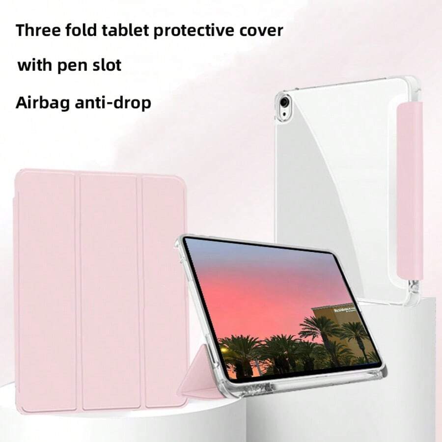 Funda protectora de color rosa sólido de TPU para la tableta Honor Pad X8A de 11 pulgadas, con ranura para bolígrafo, función de suspensión/activación inteligente, protección contra caídas de todo el Body, carcasa trasera de TPU suave con diseño plegable de tres pliegues, adecuada para la tableta Honor Pad X9A (modelo 2025) de 11.5 pulgadas, A16, 10/8 de 10.2 pulgadas/9 de 10.2 pulgadas, así como para la tableta Pad 2 de 11 pulgadas y las tabletas Matepad, regalo del Día de la Mujer