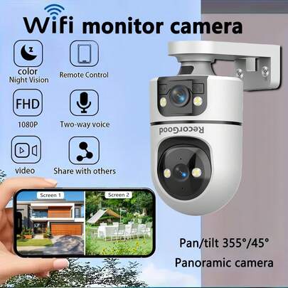RecorGood 1pc Full-Color Night Vision, Sound & Light Alarm, Timed Activation, TF Card + Cloud Storage Dual Storage, Horizontal & Vertical Rotation + Multi-Directional Patrol, Support IOS/Android Remote View, Multi-User Sharing, Two-Way Audio, Wired Power Supply (Accessories Include Bracket/Data Cable/Screws, SD Card Not Included), Suitable For Indoor Home Environment, Ideal For New Year, Spring Festival, Valentine's Day Gifts