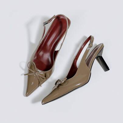 Women's Camel Bow Tie High Heel Shoes, Open Toe High Heels, Party High Heels, Wedding Shoes, Mary Jane Shoes, Formal Shoes, High Heel Sandals, Backless Slip-On Pointed Toe High Heels