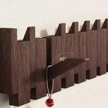 1pc Wooden Wall Mounted Coat Hook Rack, Modern Piano Hanger For Hanging Jackets, Keys, Hats, Towels, Space-Saving Entryway Organizer, (Drill Holes Or No Holes Required) - Multicolor - View 9