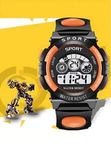 1件装防震多色圆形青少年手表，带闹钟、日期、计时、夜光、多功能电子表功能，适合作为青少年节日、生日、毕业典礼、圣诞节和其他节日的礼物。 - 彩色 - 查看 18